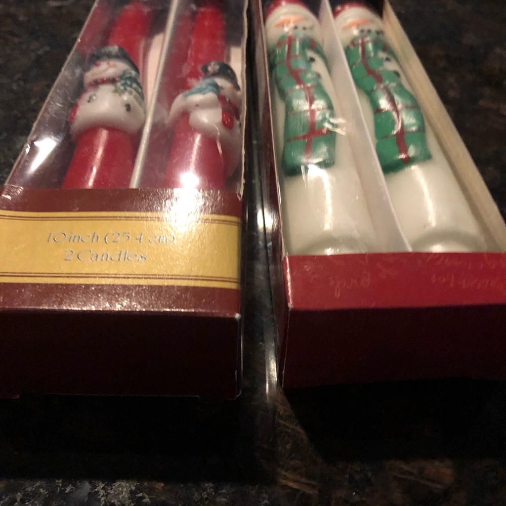Christmas Candles 10” Taper Snowman Red Frosty - Picture 7 of 8